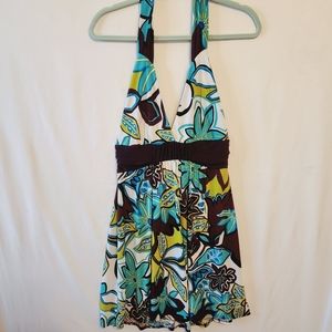 Retro Floral Halter Sundress